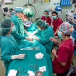 Aerial view of surgery operation